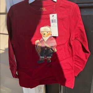 Polo by Ralph Lauren Kids Red Long Sleeve Bear Tee